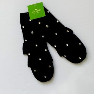 NWT New Kate Spade Black Bedazzled Pop Top Gloves One/Size